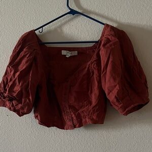 Joie Burgundy Puff Sleeve Blouse
